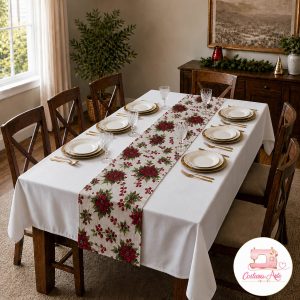Toalha de Mesa 8 Lugares com Caminho Natalício